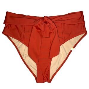 Summersalt Marguerite High Leg Mid Rise Belted Burnt Orange Bikini Bottom Size 8
